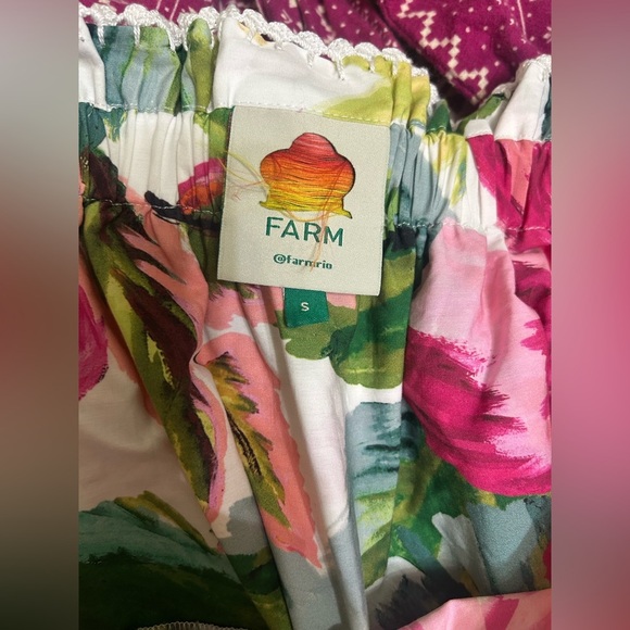 Farm Rio Painted Flowers Belted Cotton Skirt w/ Pockets Size Small RUNS LARGE - Picture 3 of 6